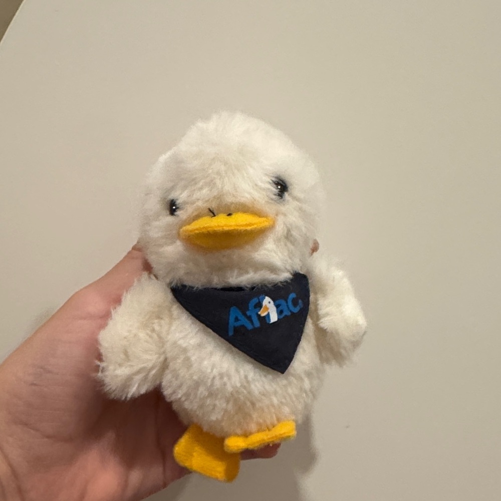 White and Yellow Plush Duck key chain Toy